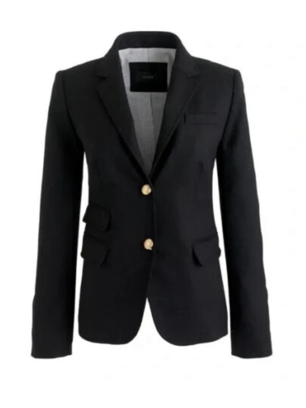 J Crew Schoolboy Wool Lined Gold Crest  Button Classic Blazer Jacket in Black